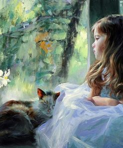 Girl And Kitty Paint By Numbers