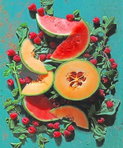 Cantaloupe Basil And Watermelon Berry Paint By Numbers