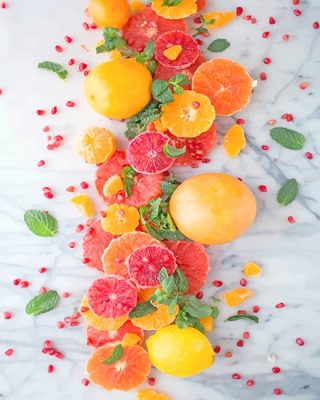 Citrus Pomegranate Salad Paint By Numbers