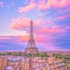 Eiffel Tower Pink Sky Paint By Numbers