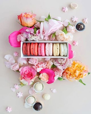 Pink Macarons With Flowers Paint By Numbers