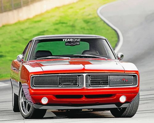 Red Dodge Charger Pro Touring Paint By Numbers