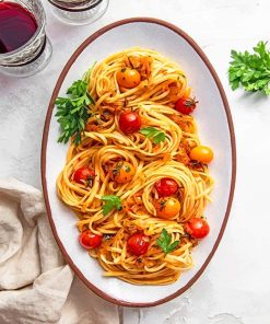 Spicy Pasta With Cherry tomatoes Paint By Numbers