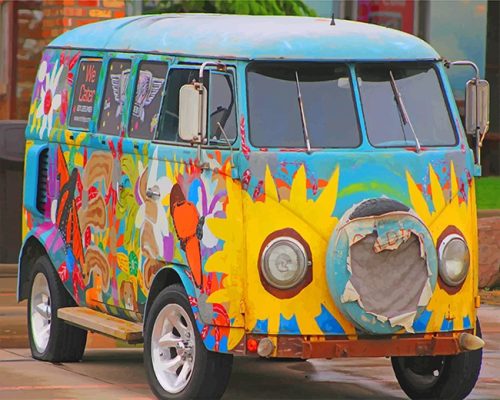 Vintage Volkswagen Van Micro Bus Paint By Numbers