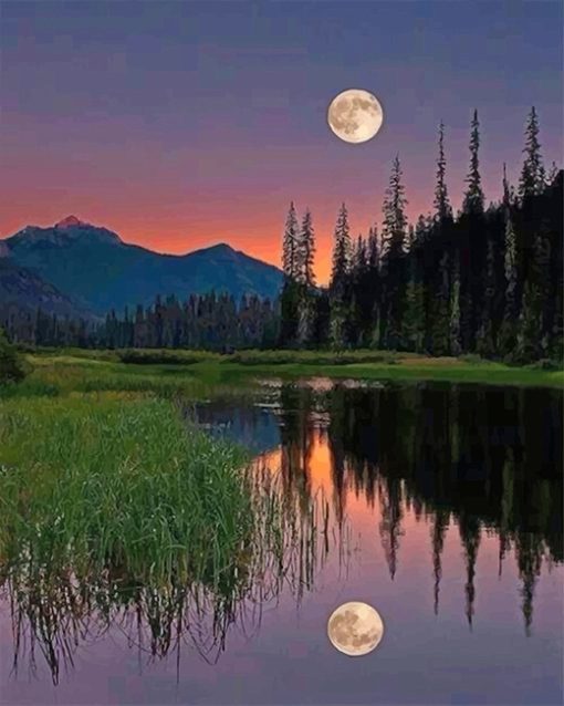 Beautiful Moon Reflect Paint By Numbers