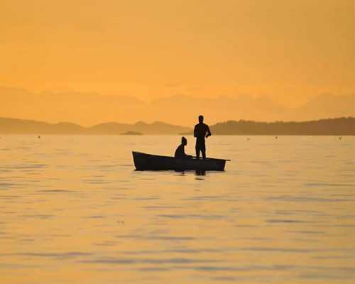 Couples In The Boat Silhouette Paint By Numbers