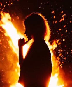 Girl Fire Silhouette Paint By Numbers