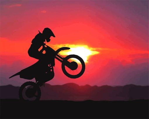Sunrise Motorcycle Silhouette Paint By Numbers