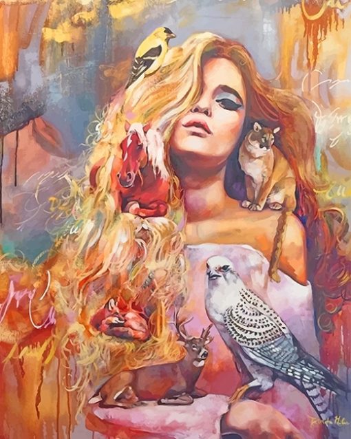 Animals Lover Blonde Girl Paint By Numbers