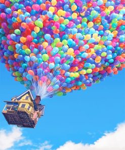 Colorful Balloons Flying House Paint By Numbers