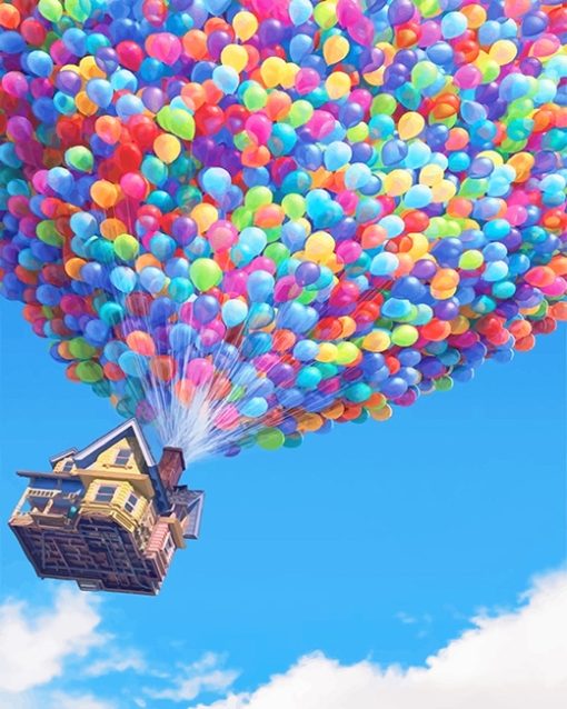 Colorful Balloons Flying House Paint By Numbers