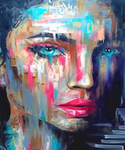 Colorful Woman Blue Eyes Paint By Numbers