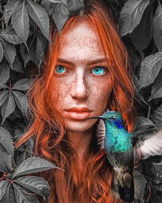 Ginger Woman With Bird Paint By Numbers