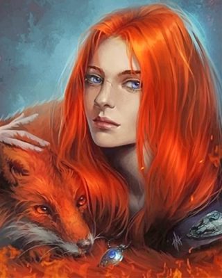 Orange Fox Woman Paint By Numbers