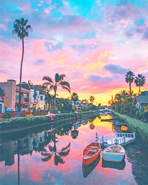Venice Canals Walkaway Los Angeles California Paint By Numbers