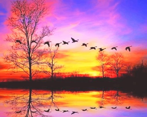 Waterfowl Sunset Paint By Numbers