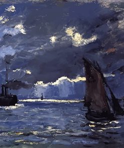 A Seascape Shipping By Moonlight Paint By Numbers