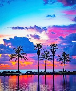 Beautiful Sunset View Palms Paint By Numbers