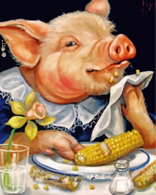 Pig Eating Corn Paint by numbers