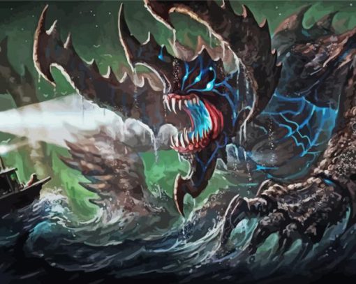 Kaiju Monster In Sea Paint By Numbers