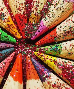 Colorful Pencils With Glitter Paint By Numbers