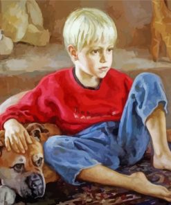 Cute Boy And Puppy Paint By Numbers