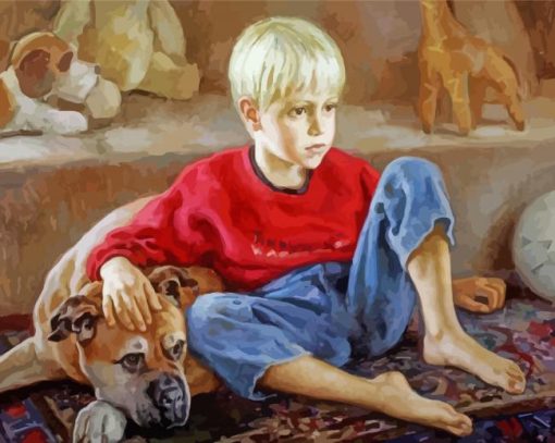 Cute Boy And Puppy Paint By Numbers