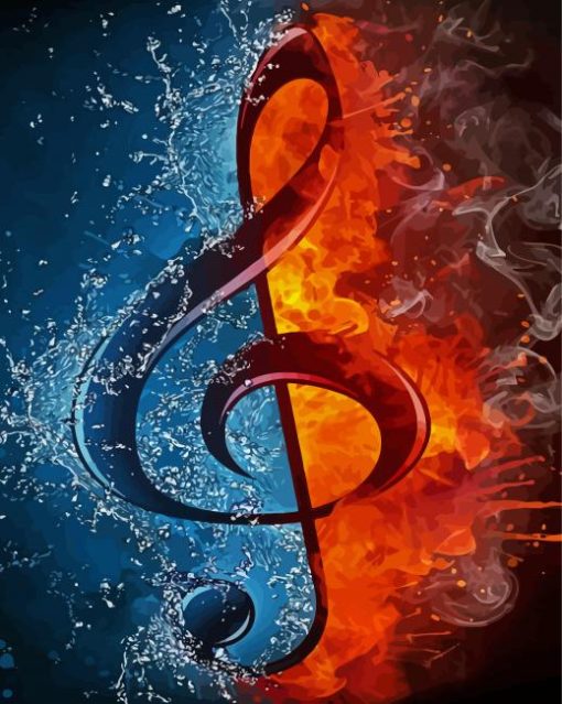 Water And Fire Treble Clef Paint By Numbers