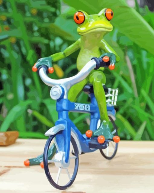 Aesthetic Frog On Bicycle Paint By Numbers