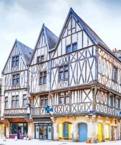 Burgundy Buildings Paint By Numbers