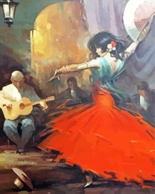 Flamenco Guitar Player And Woman Dancing Paint By Numbers