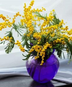 Mimosa In Purple Vase Paint By Numbers