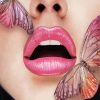 Pink Lips And Butterflies Paint By Numbers