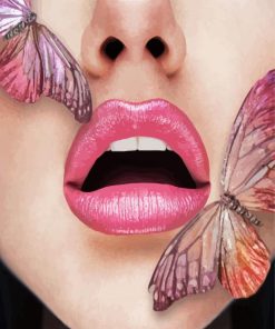 Pink Lips And Butterflies Paint By Numbers