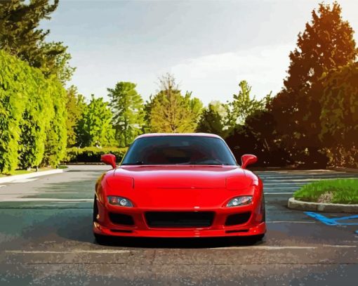 Red Mazda RX 7 Car Paint By Numbers
