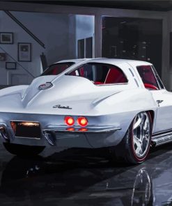White Split Window Corvette Paint By Numbers