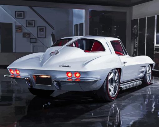 White Split Window Corvette Paint By Numbers