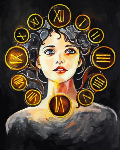 Aesthetic Woman With Clock Paint By Number