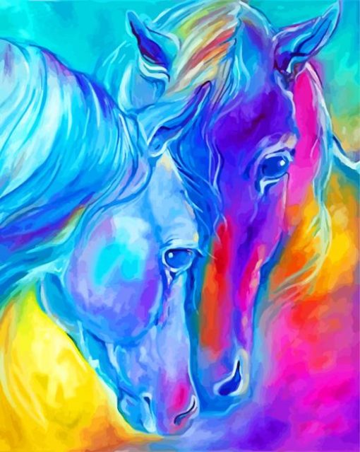 Colorful Horse Couple Paint By Number
