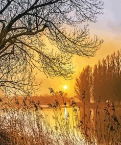 Misty Sunrise On The River Paint By Numbers