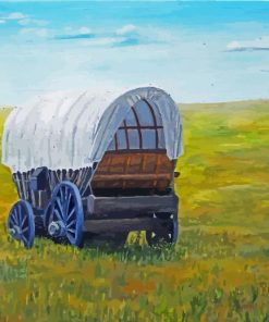 White Western Wagon Art Paint By Number
