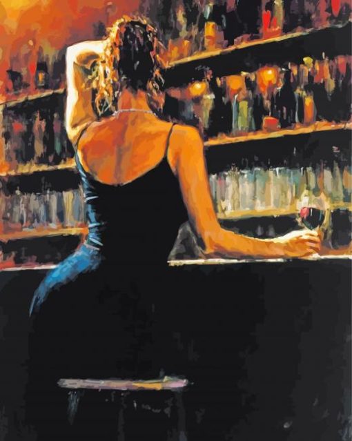 Aesthetic Woman In A Bar Art Paint By Numbers