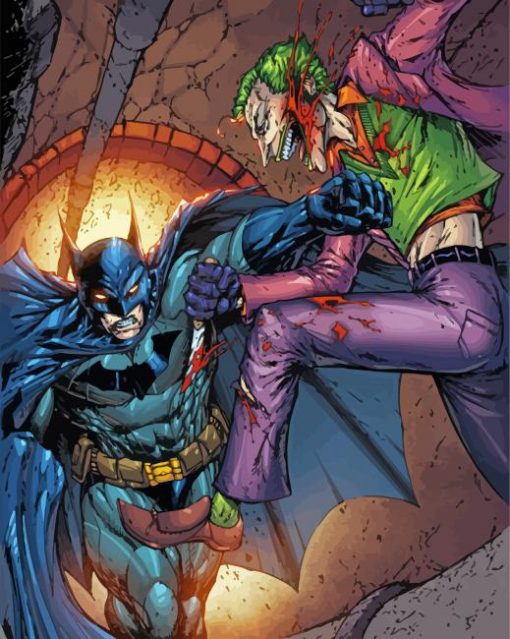 Batman And Joker Fighting Paint By Numbers