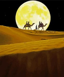 Camels And Moon On Desert Paint By Number