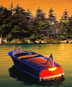 Classic motor Boat Paint By Numbers