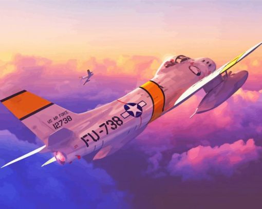 F86 Sabre Jet Fighter At Sunset Paint By Numbers