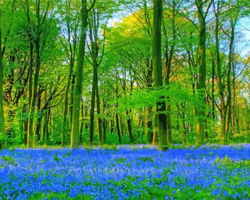 Forest With Blue Bells Paint By Number