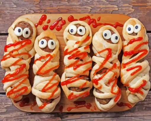 Funny Food With Ketchup Paint By Numbers