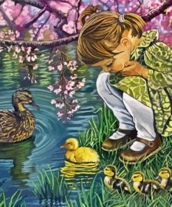 Girl And Duck Paint By Numbers