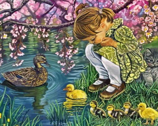 Girl And Duck Paint By Numbers